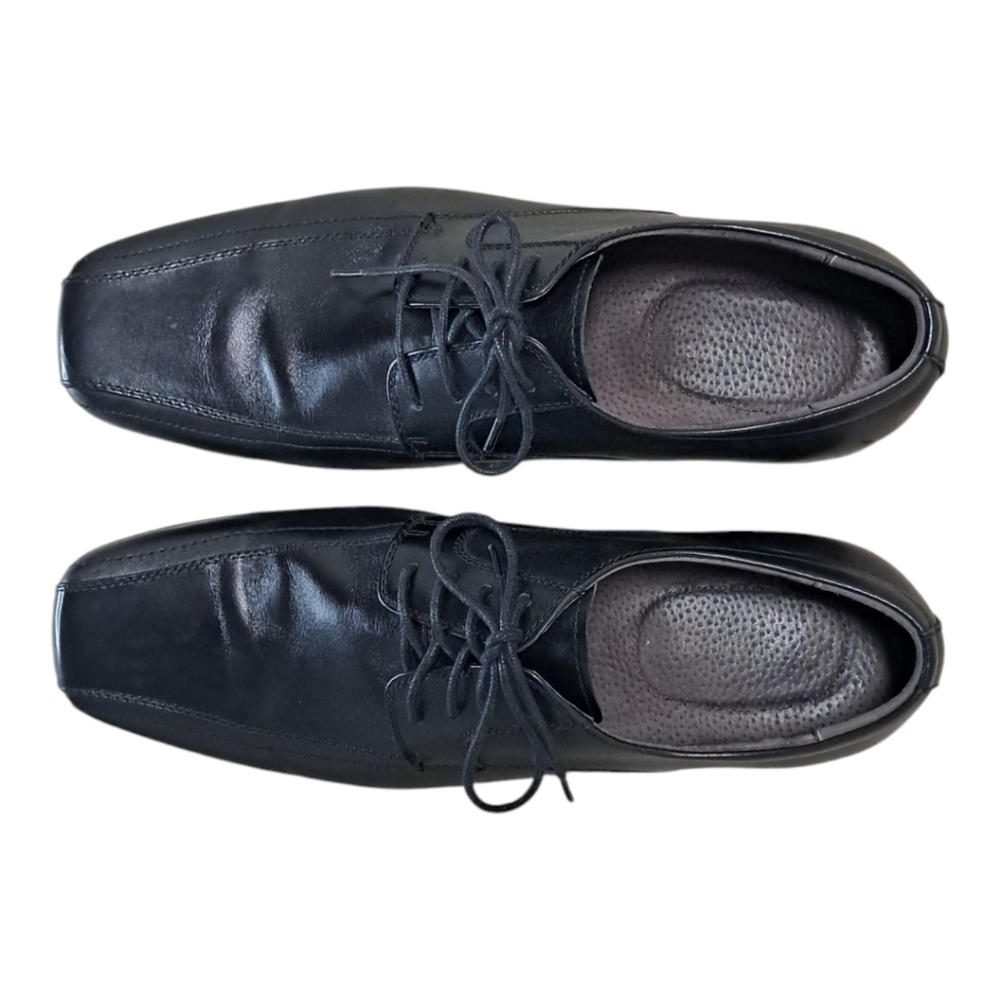 Asher Green Black Leather Oxfords Size 13 - Picture 6 of 14